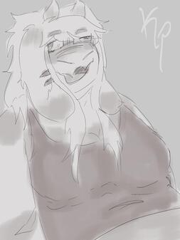 monochrome halfbody sketch